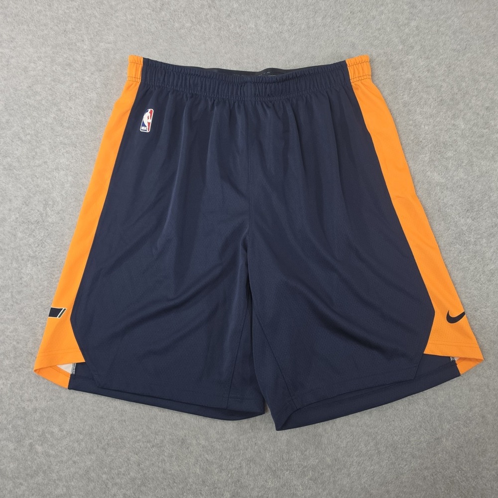 Nike NBA Authentics Utah Jazz Basketball Practice Shorts Mens 3XL Blue Orange